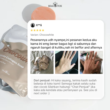 Beautetox Chocowhite Gluta Collagen Soap Sabun Pemutih Badan Whitening Niacinamide 5