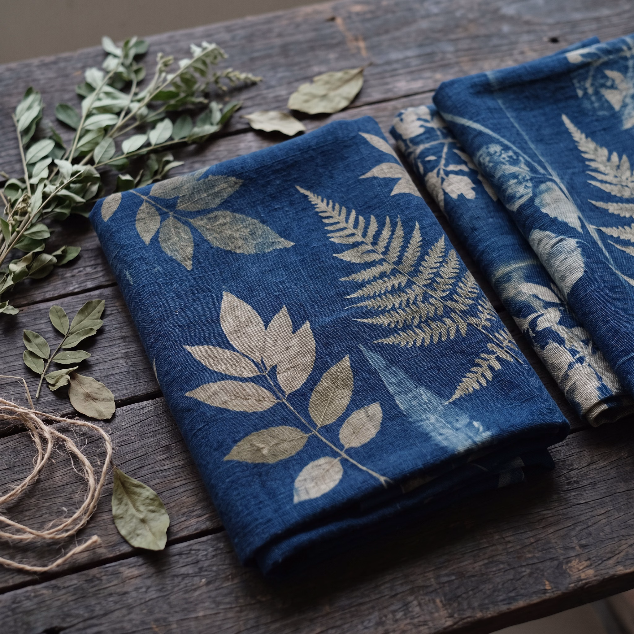 Natural Indigofera-Dyed Fabric
