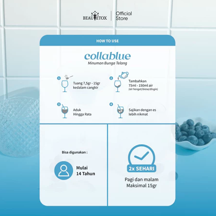 Beautetox Collablue Minuman Bunga Telang Sarang Burung Walet Vitamin C Glutathione Collagen Drink 4
