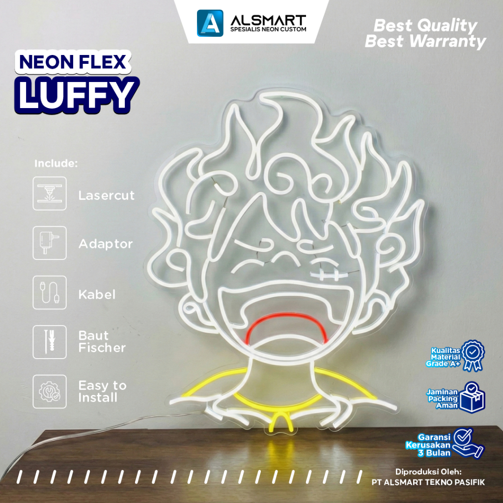 Lampu Neon Flex Luffy Gear 5 Nika Laughing Hiasan Dinding LED Anime One Piece Untuk Kamar Wibu 3