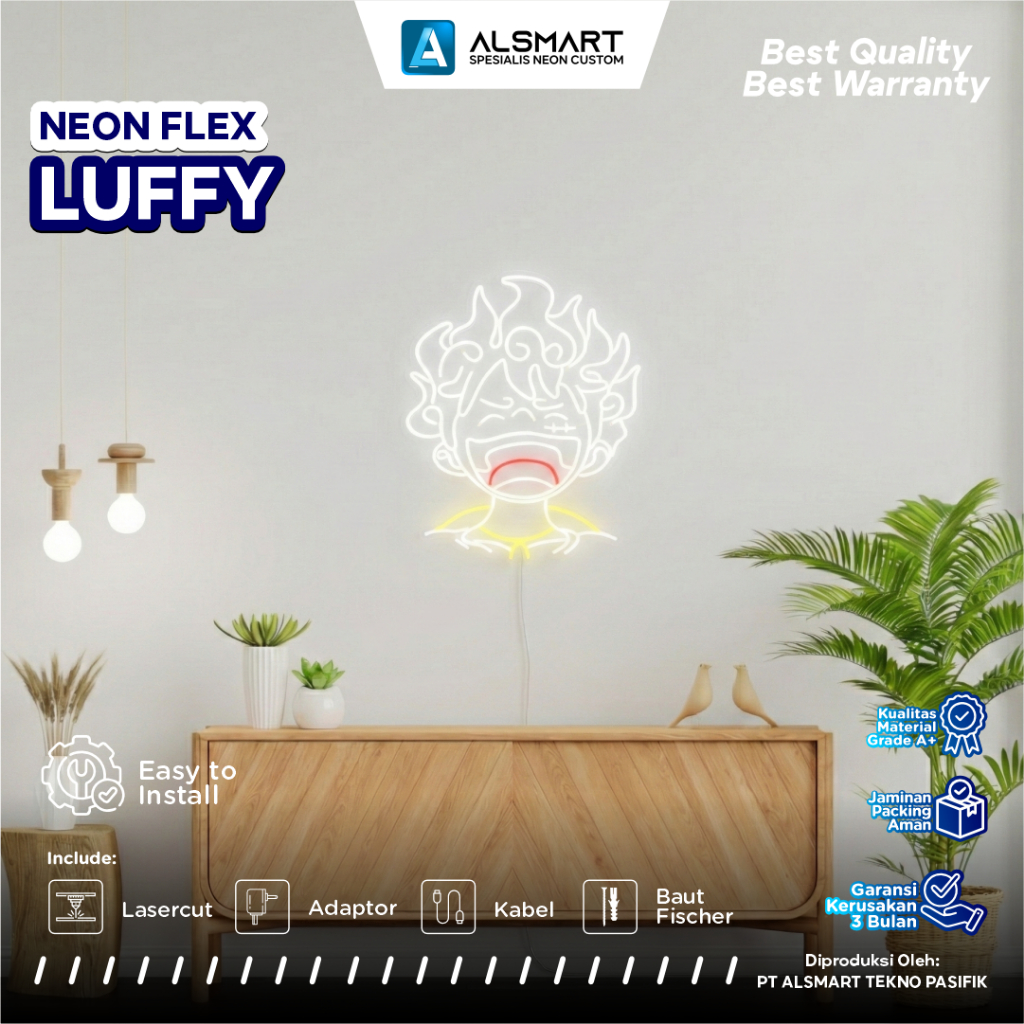 Lampu Neon Flex Luffy Gear 5 Nika Laughing Hiasan Dinding LED Anime One Piece Untuk Kamar Wibu 7