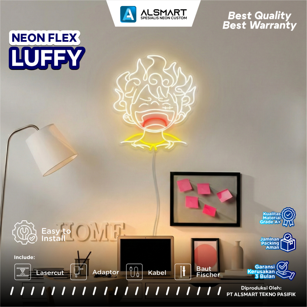 Lampu Neon Flex Luffy Gear 5 Nika Laughing Hiasan Dinding LED Anime One Piece Untuk Kamar Wibu 6