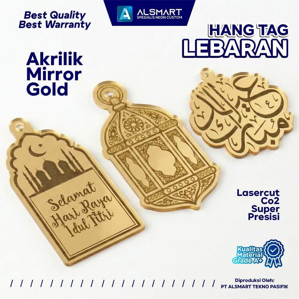 Label Hang Tag Parsel Hampers Idul Fitri Lebaran Akrilik Gold Mirror Gantungan Hampers Parcel