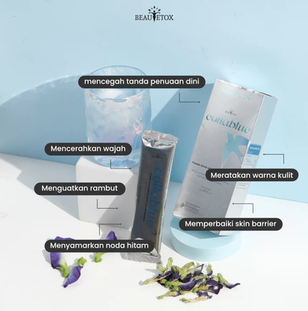 Beautetox Collablue Minuman Bunga Telang Sarang Burung Walet Vitamin C Glutathione Collagen Drink preview