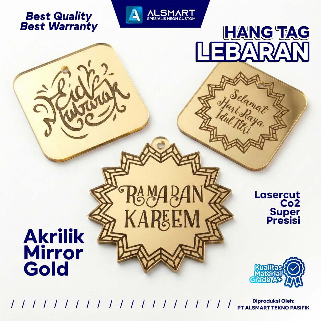 Label Hang Tag Parsel Hampers Idul Fitri Lebaran Akrilik Gold Mirror Gantungan Hampers Parcel preview