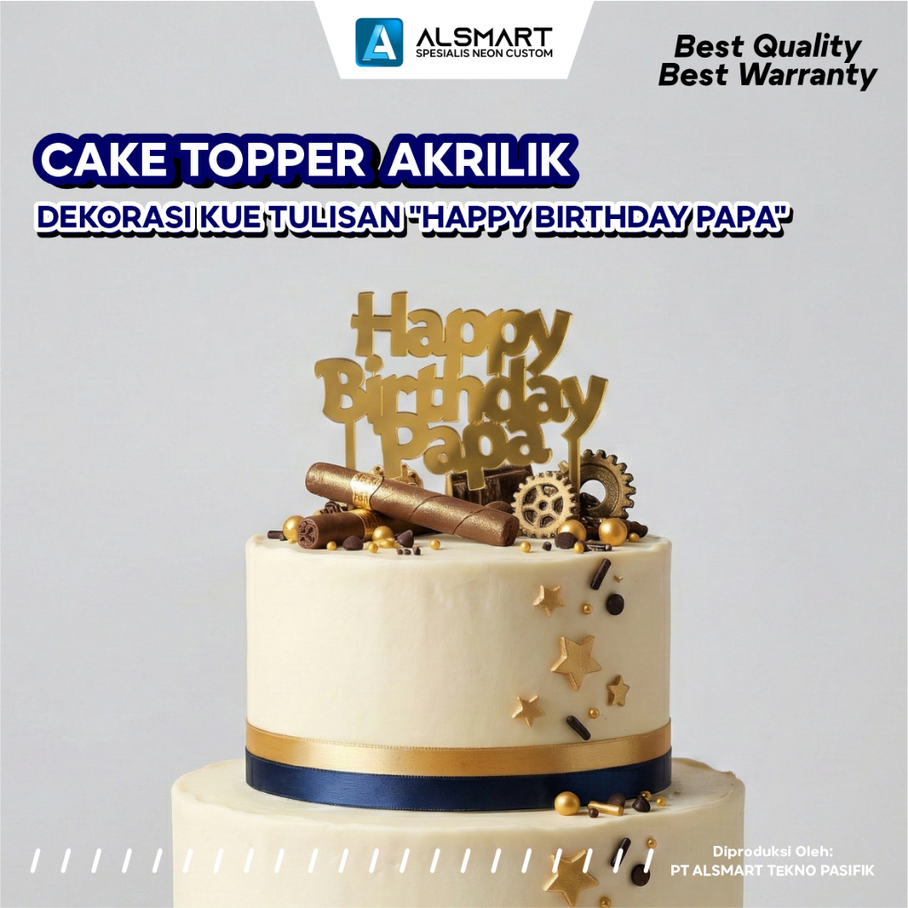 Cake Topper Happy Birthday Papa Akrilik Gold Hiasan Kue Ulang Tahun Ayah Papah Bapak Daddy Dekorasi