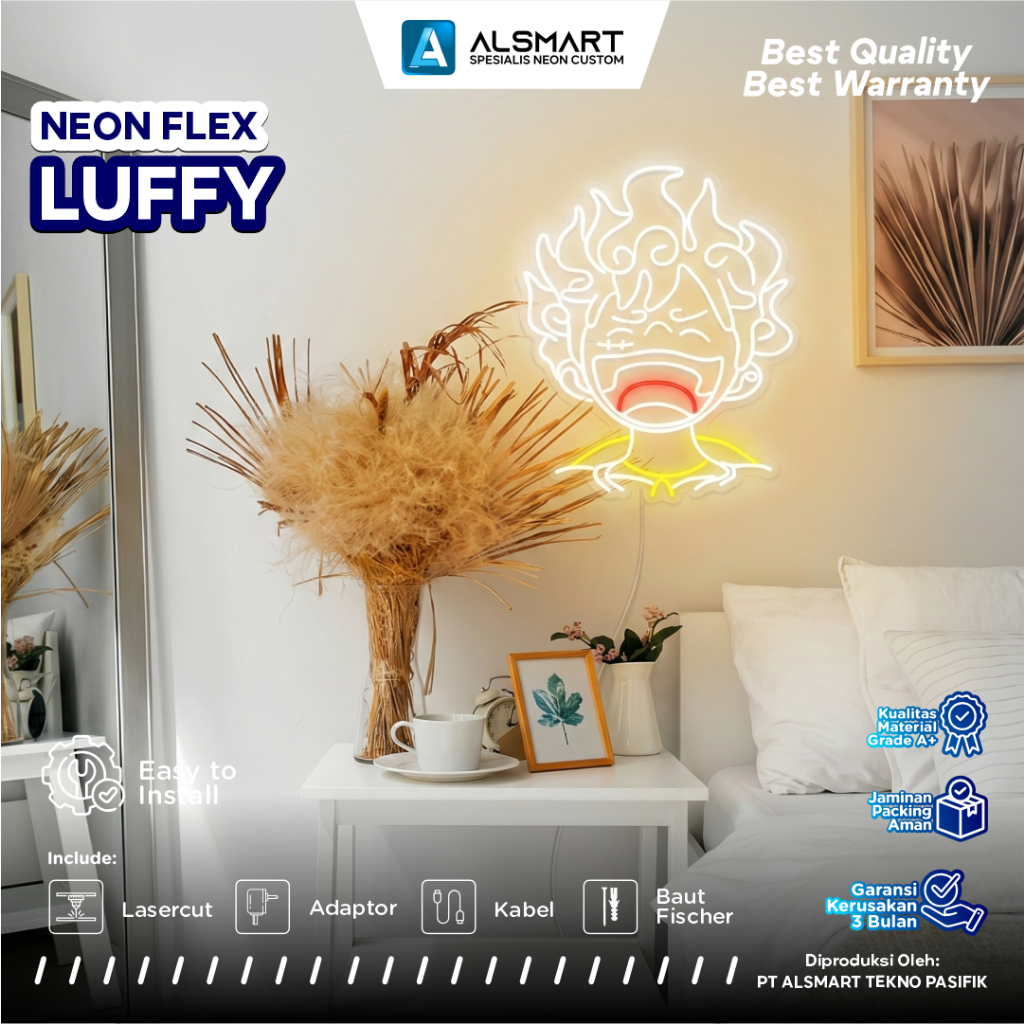 Lampu Neon Flex Luffy Gear 5 Nika Laughing Hiasan Dinding LED Anime One Piece Untuk Kamar Wibu 8