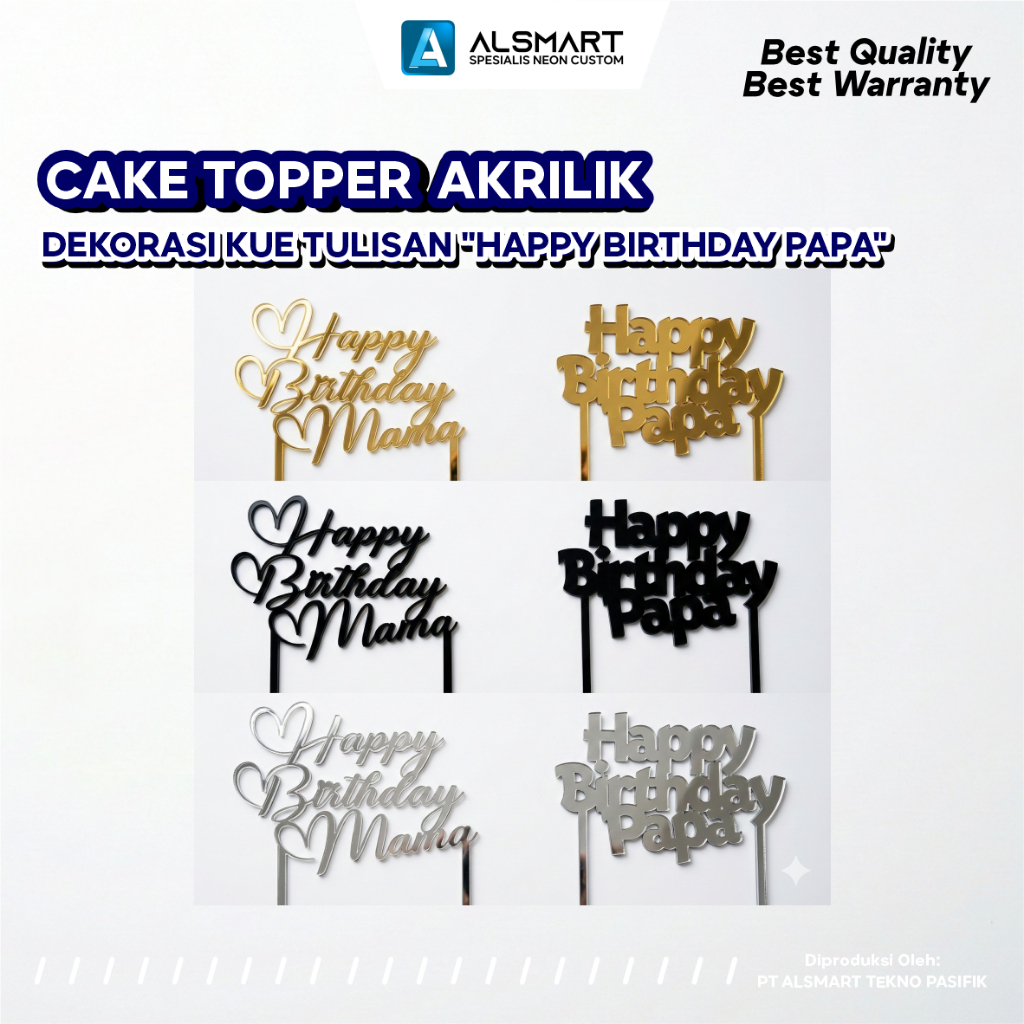 Cake Topper Happy Birthday Papa Akrilik Gold Hiasan Kue Ulang Tahun Ayah Papah Bapak Daddy Dekorasi preview