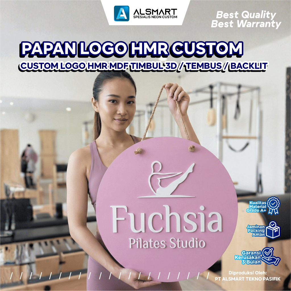 Papan Logo Custom HMR MDF Plang Kayu Timbul 3D Signage Backlit Waterproof Dekorasi Toko Usaha Bisnis
