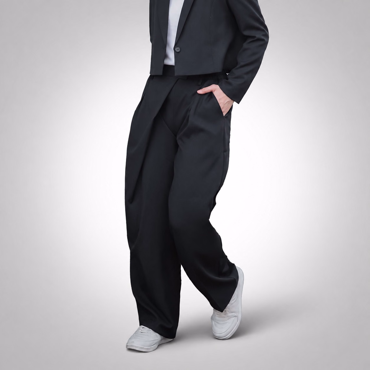 Noir Overlap Trousers Pants Semiwool - Collaboration Exclusive