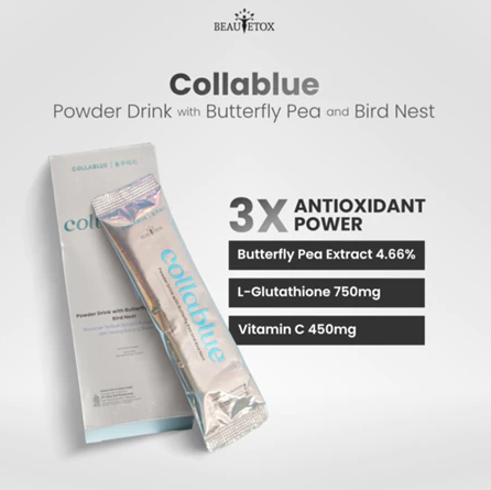 Beautetox Collablue Minuman Bunga Telang Sarang Burung Walet Vitamin C Glutathione Collagen Drink