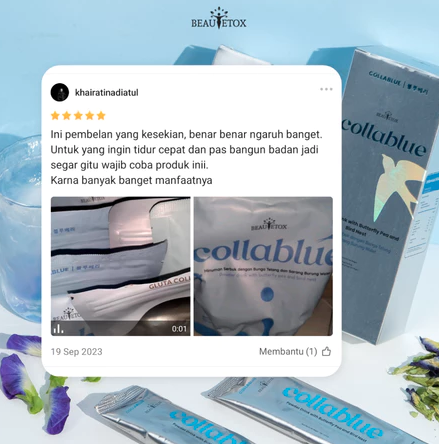 Beautetox Collablue Minuman Bunga Telang Sarang Burung Walet Vitamin C Glutathione Collagen Drink 5