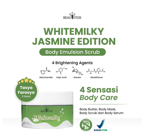 Beautetox Lulur Tanpa Bilas Whitemilky Jasmine Chocowhite Exfoliator Emulsion Body Scrub preview