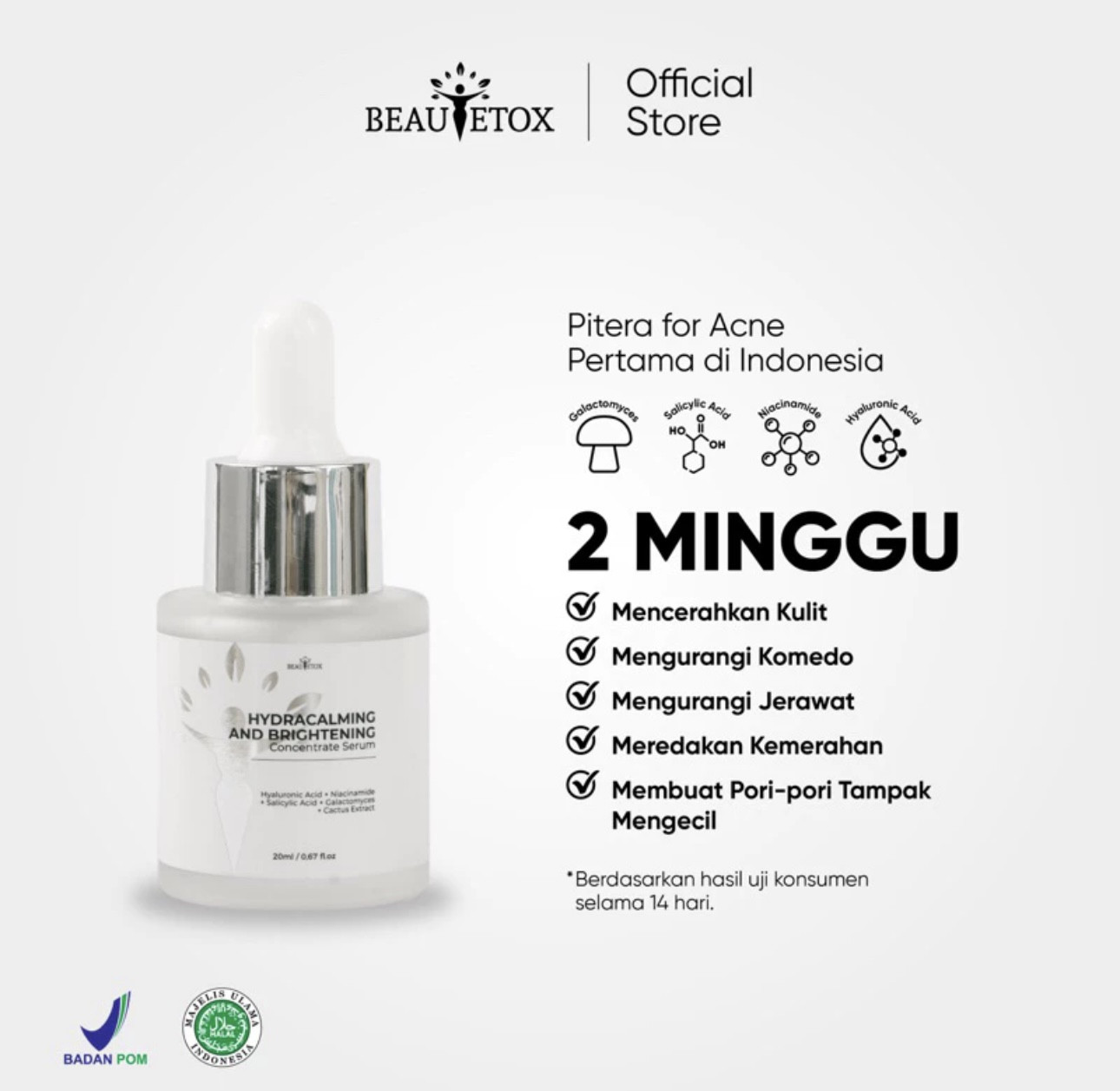 Beautetox Hydracalming and Brightening Concentrate Serum Glowing Whitening Pemutih Wajah Niacinamide